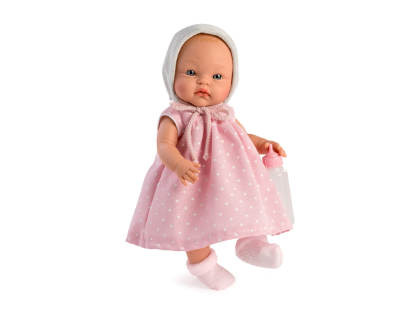 ALEX VESTIDO ROSA PINTITAS BLANCA CAPOTA GRIS