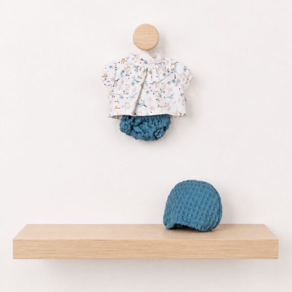CONJUNTO GORDI CAMISA FLORES BRAGUITA Y GORRO AZULÓN