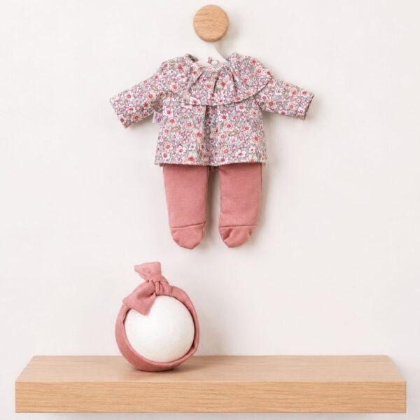 CONJUNTO GORDI CAMISA FLORES POLAINA Y DIADEMA ROSA