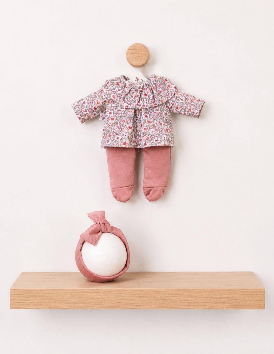 CONJUNTO GORDI CAMISA FLORES POLAINA Y DIADEMA ROSA