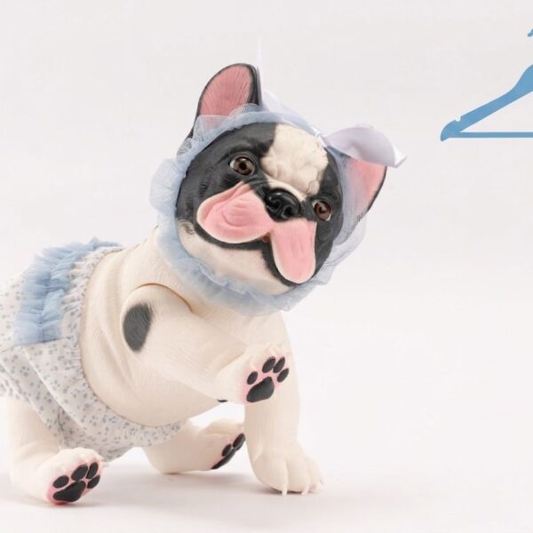 BRAGUITA LILY BULLDOG ESTAMPADO AZUL Y BLANCO CON TULL CELESTE