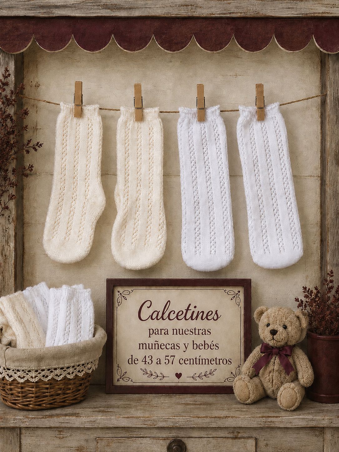 CALCETINES BLANCOS MUÑECO 43-57 cm - Imagen 3