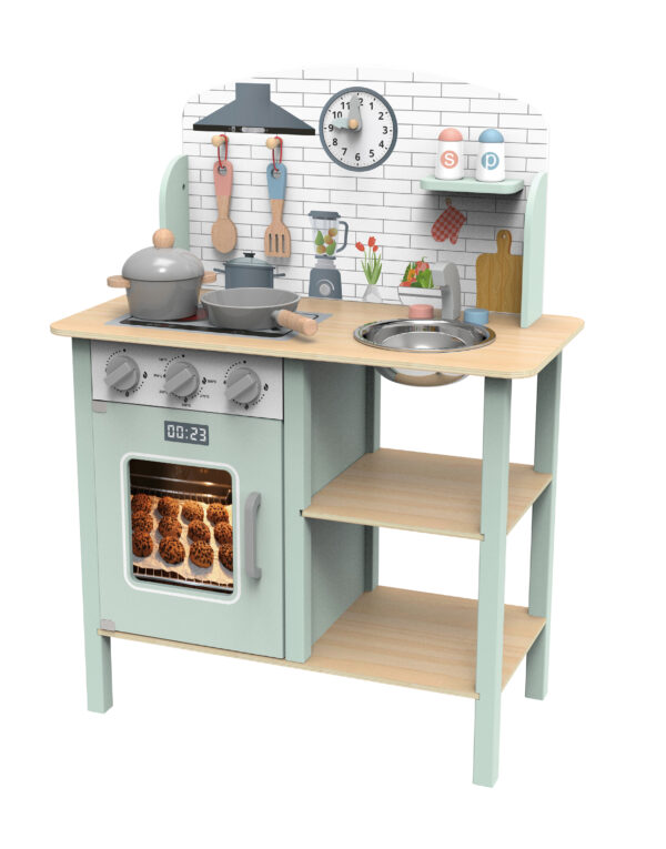COCINA VERDE CON ACCESORIOS 60X29,5X80,80 CM