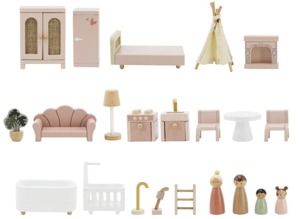 CASA DE MUÑECAS ROSA CON MUEBLES - Imagen 5