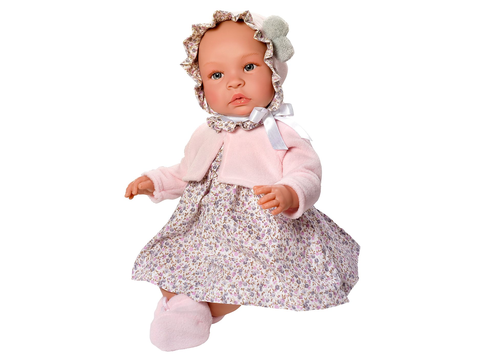 LEO FLORES GRISES CHAQUETA ROSA