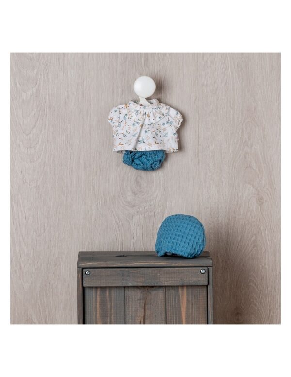 CONJUNTO GORDI CAMISA FLORES BRAGUITA Y GORRO AZULÓN