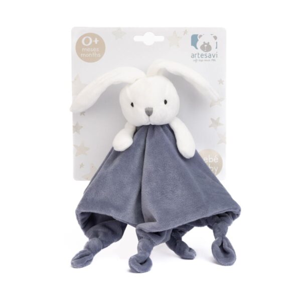 DOUDOU CONEJITO BLANCO Y AZUL 25X25 CM