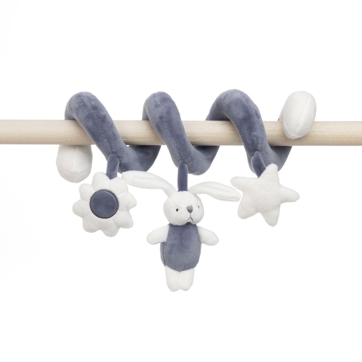 CONEJITO ESPIRAL BLANCO Y AZUL 32CM