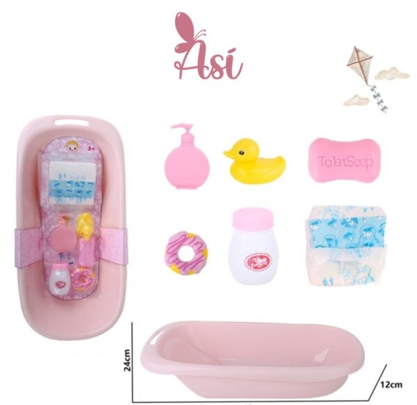 BAÑERA CON ACCESORIO PARA MUÑECAS 43 CM