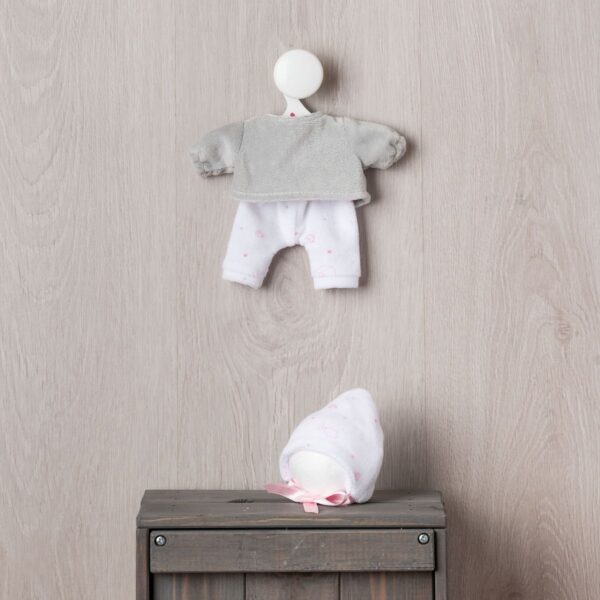 VESTIDO NENÉ CONJUNTO GRIS Y BLANCO