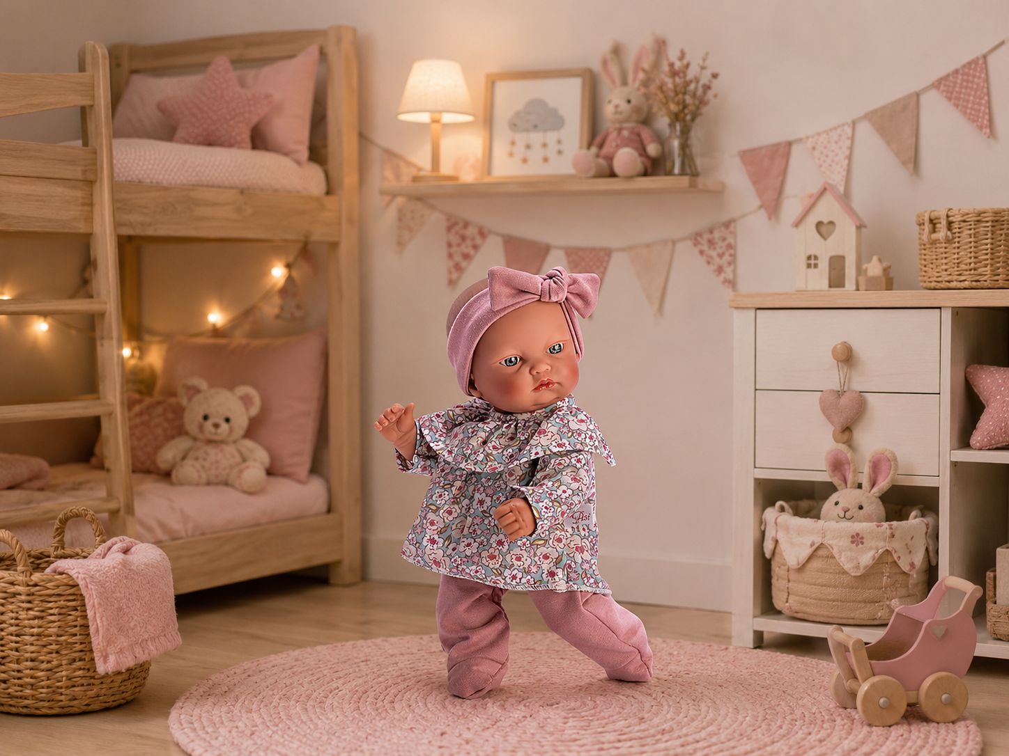 GORDI CAMISA FLORES POLAINA Y DIADEMA ROSA - Imagen 3