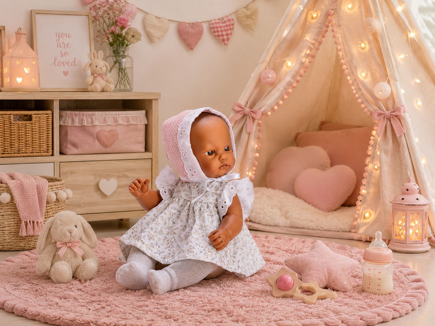 GORDI MULATO VESTIDO FLORES CAPOTA ROSA - Imagen 3