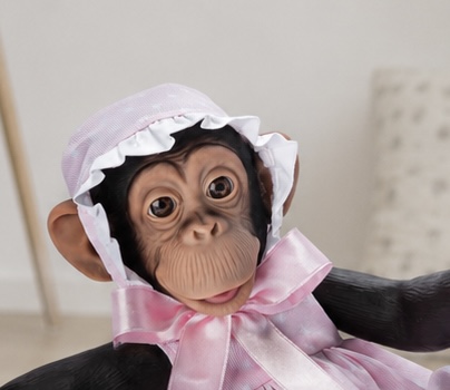 LOLA LA CHIMPANCÉ VESTIDO ROSA ESTRELLAS BLANCAS - Imagen 2