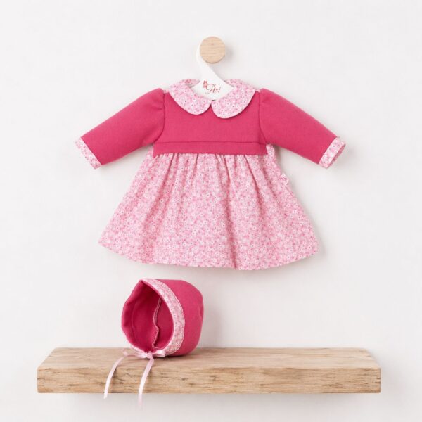 VESTIDO LEO FLORES ROSA PECHERA FUCSIA