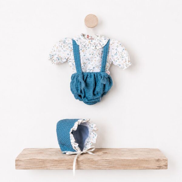 CONJUNTO LEO CAMISA FLORES PANTALÓN CON TIRANTES AZULÓN