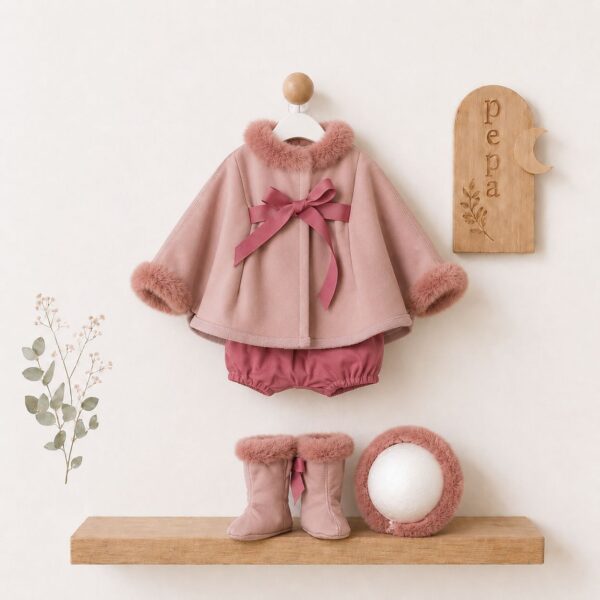 VESTIDO PEPA CONJUNTO CAPA ROSA