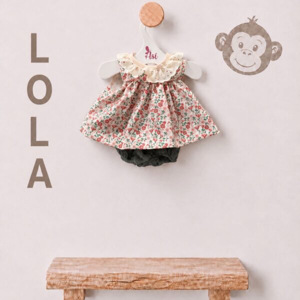 CONJUNTO LOLA LA CHIMPANCÉ FLORES SALMÓN MUSA VERDE