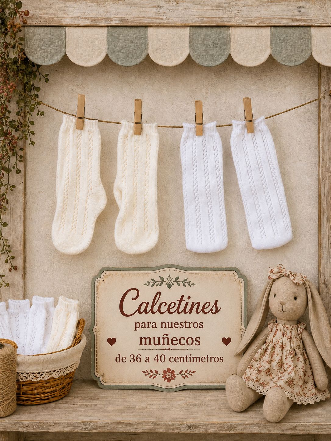 CALCETINES BEIGE MUÑECO 36-40CM - Imagen 2