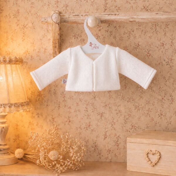 CHAQUETA MUÑECO 36 CM LANA BLANCA